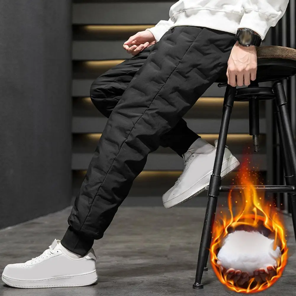 Men's Athletic Trainning Joggers Fleece-Lined Joggers with Pockets Waterproof Pants Thermal Padded Trousers Sweatpants