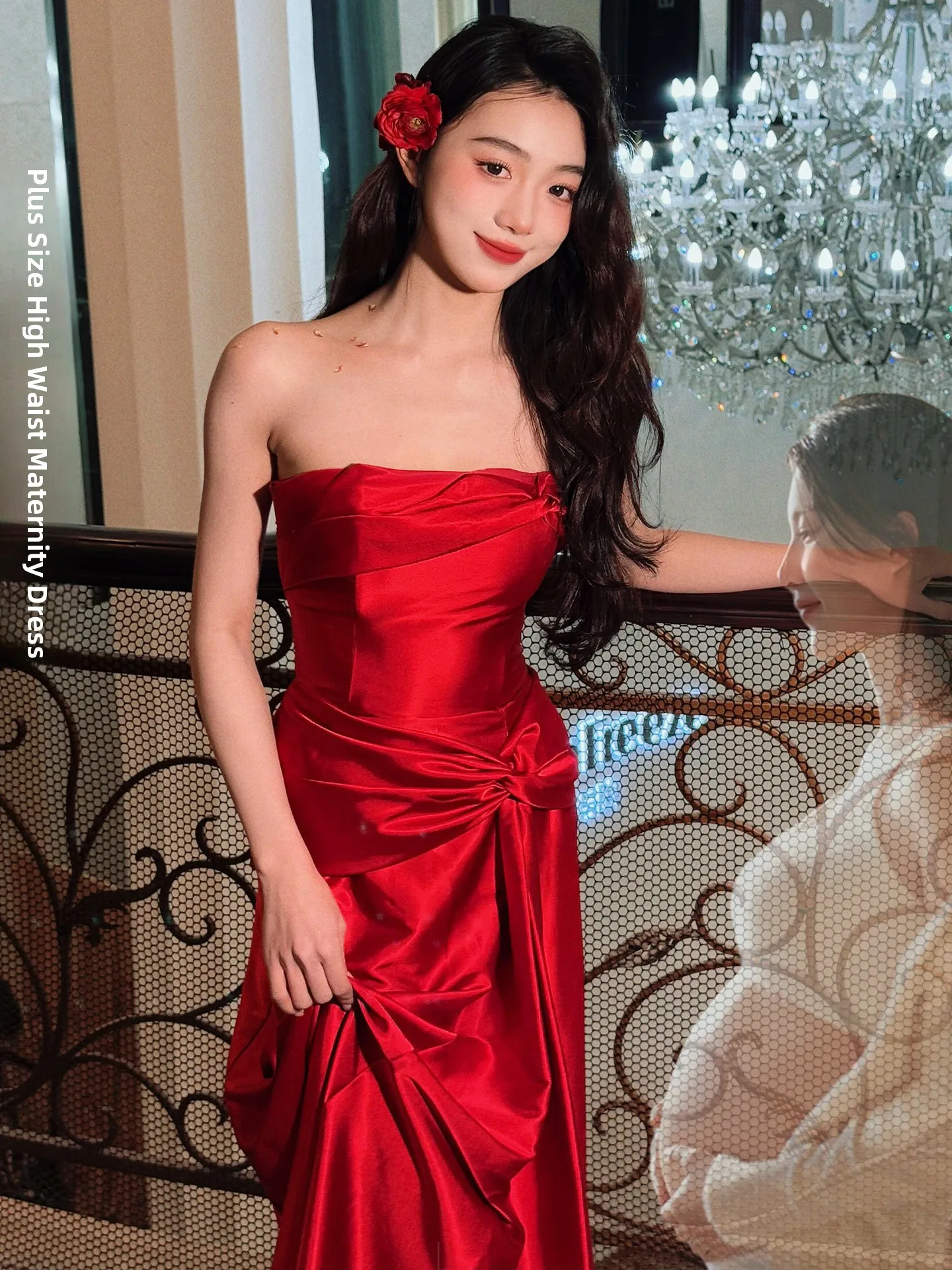 

Red Materni Wedding Dr Cover Belly Slimming Large Size Retro Engagement Return Home Banquet Ceremony Performance Gown