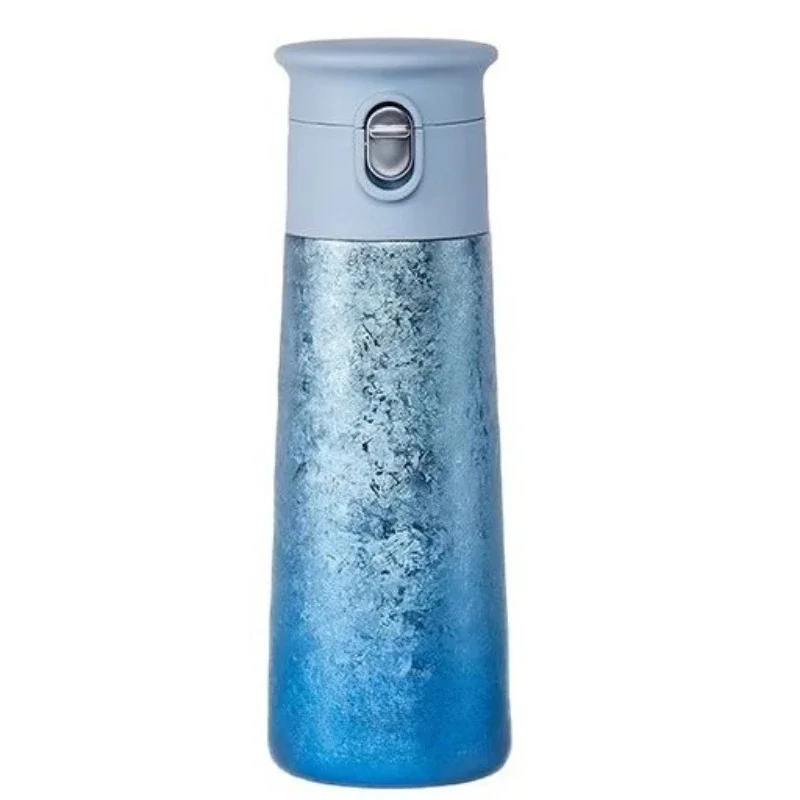 Pure titanium crystal color bullet cover thermos cup, large capacity, one-click open lid to drink water