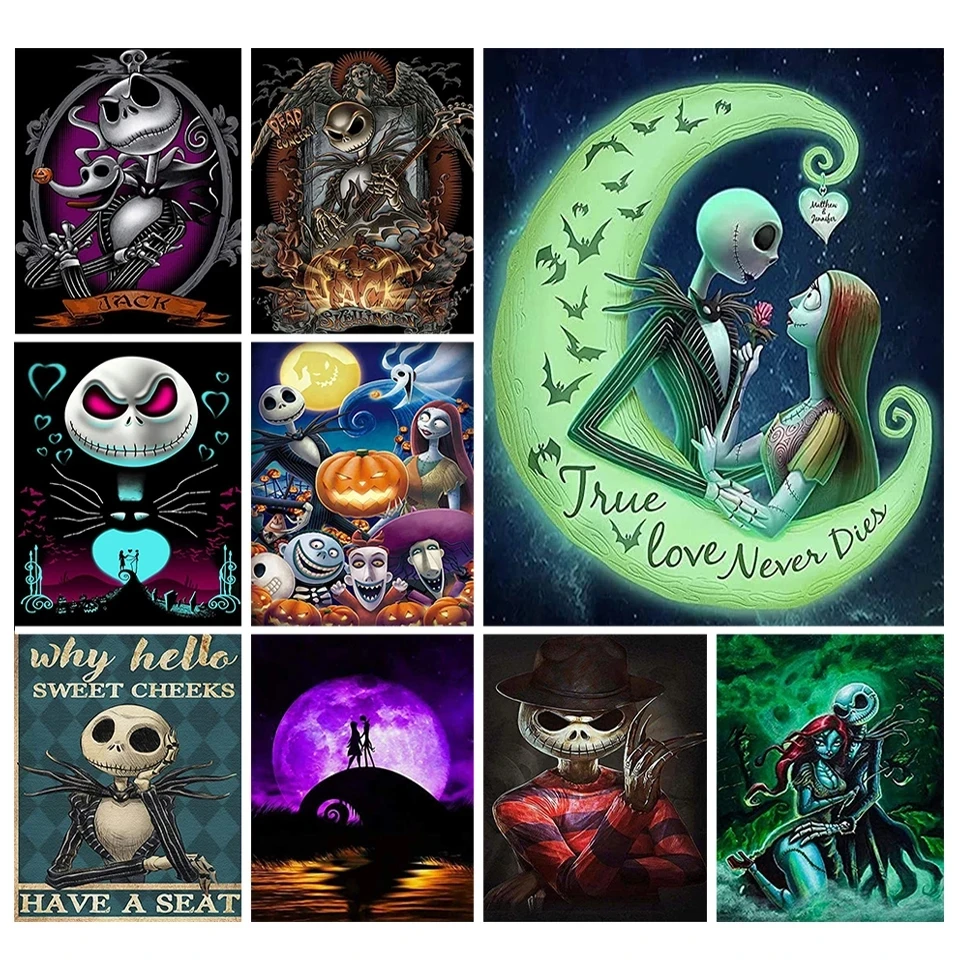 Canvas Painting Disney Jack Skellington Art Wall Printed Poster Bedroom Living Room Home Decor Kids Room Decoration Unique Gift