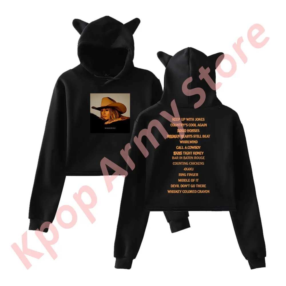 Lainey Wilson Whirlwind Tracklist Merch Pullover Female Cat Ears Hoodie Long Sleeve Top Women's Clothes