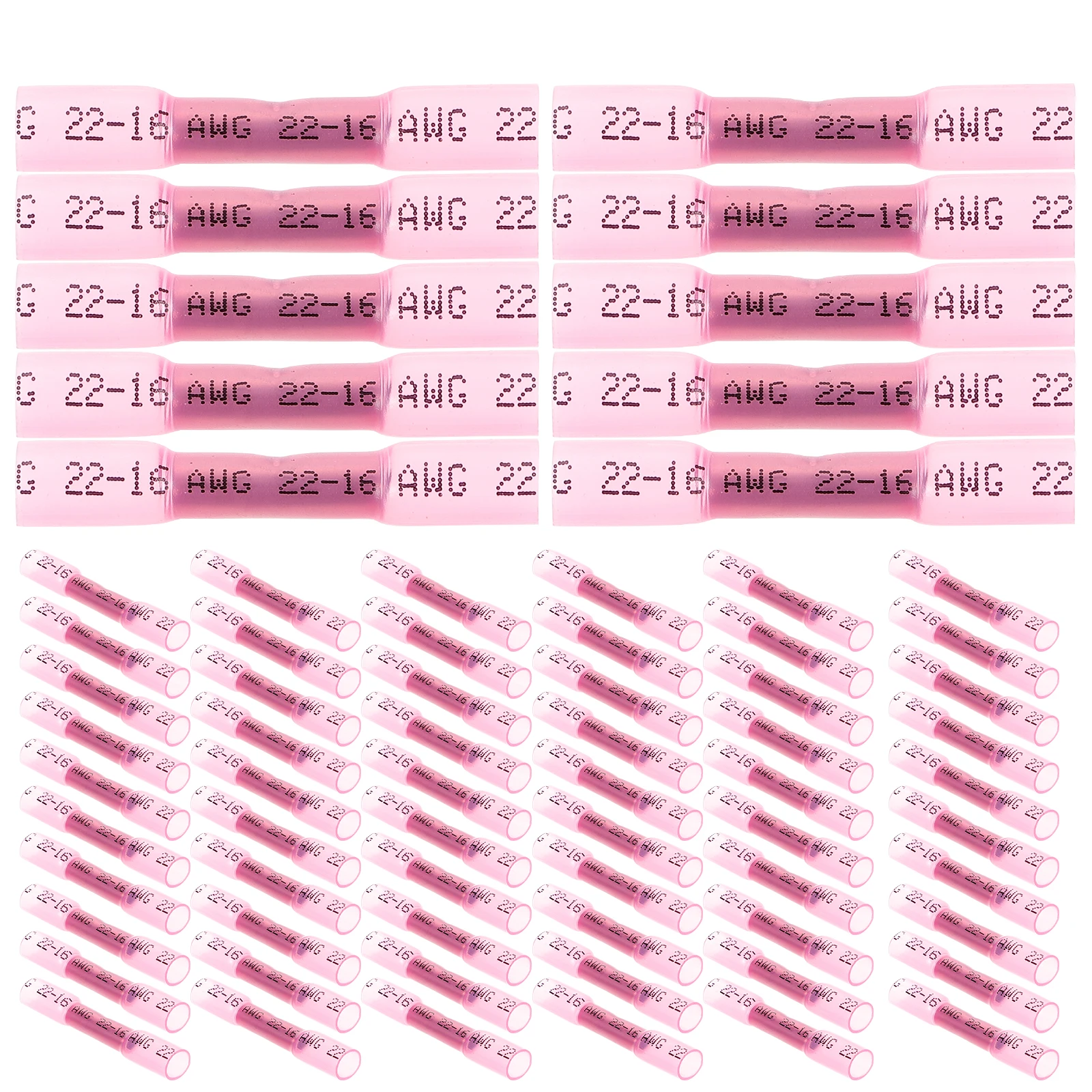 

200 Pcs Heat Shrink Terminal Connector Wire Crimp Electrical Butt Connectors Copper Splice 0 5 to 1 5mm² Car Marine Industry