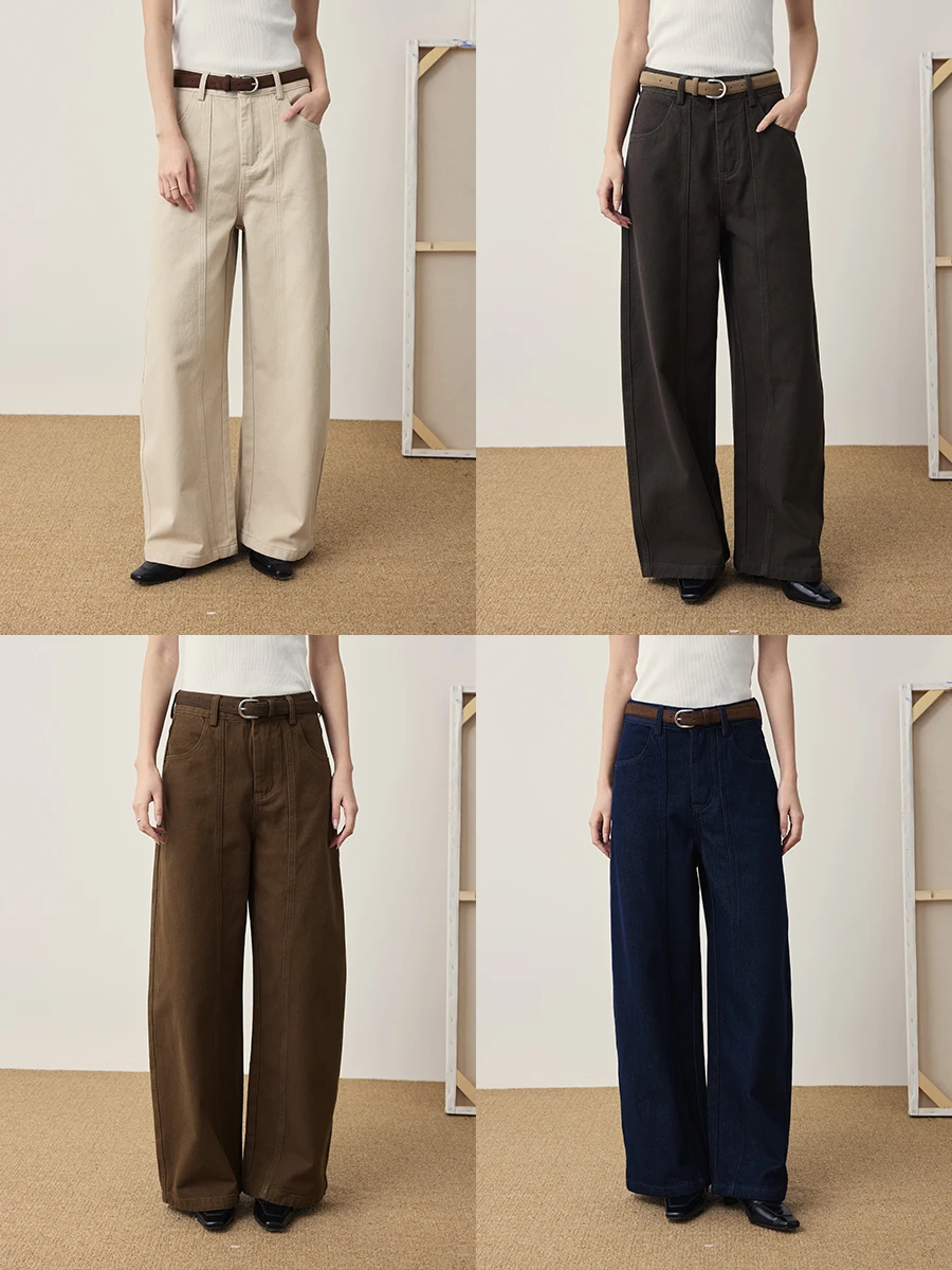 

CAREMIND American Sle High Waist Wide Leg Jeans Thin Fce Old Color Versatile Loose Fit Autumn Winter New Arrival with Belt