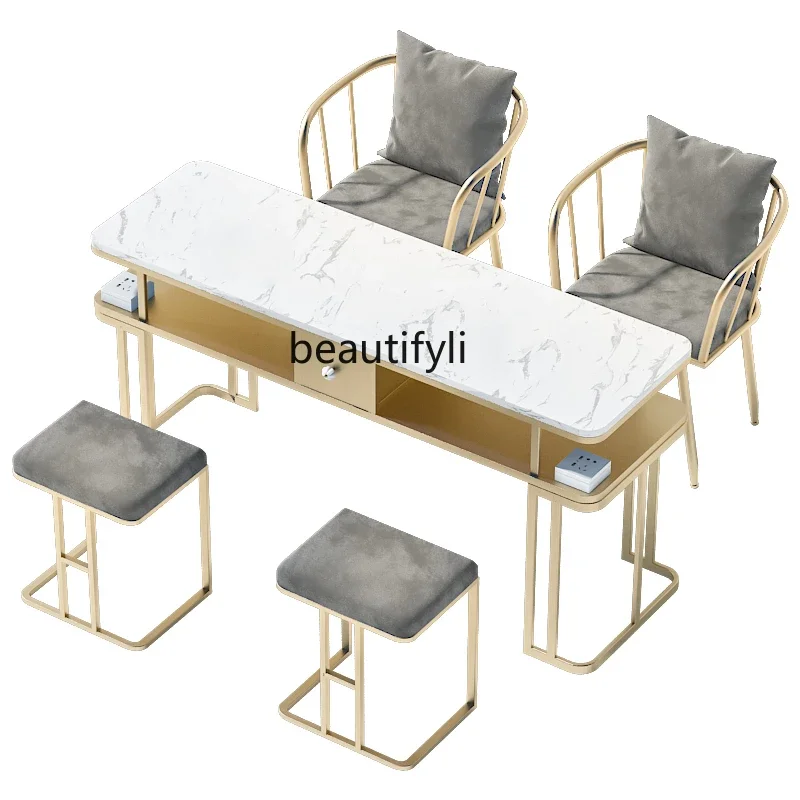 

z1Nordic Iron Single Nail Table Marble Table and Chair Simple Socket Nail Table