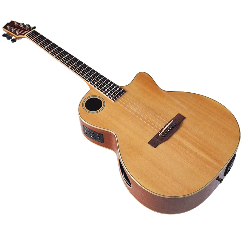 Stock 6 Strings Acoustic Guitar 40 Inch Solid Wood Top Folk Guitar Good Handicraft With Flaw