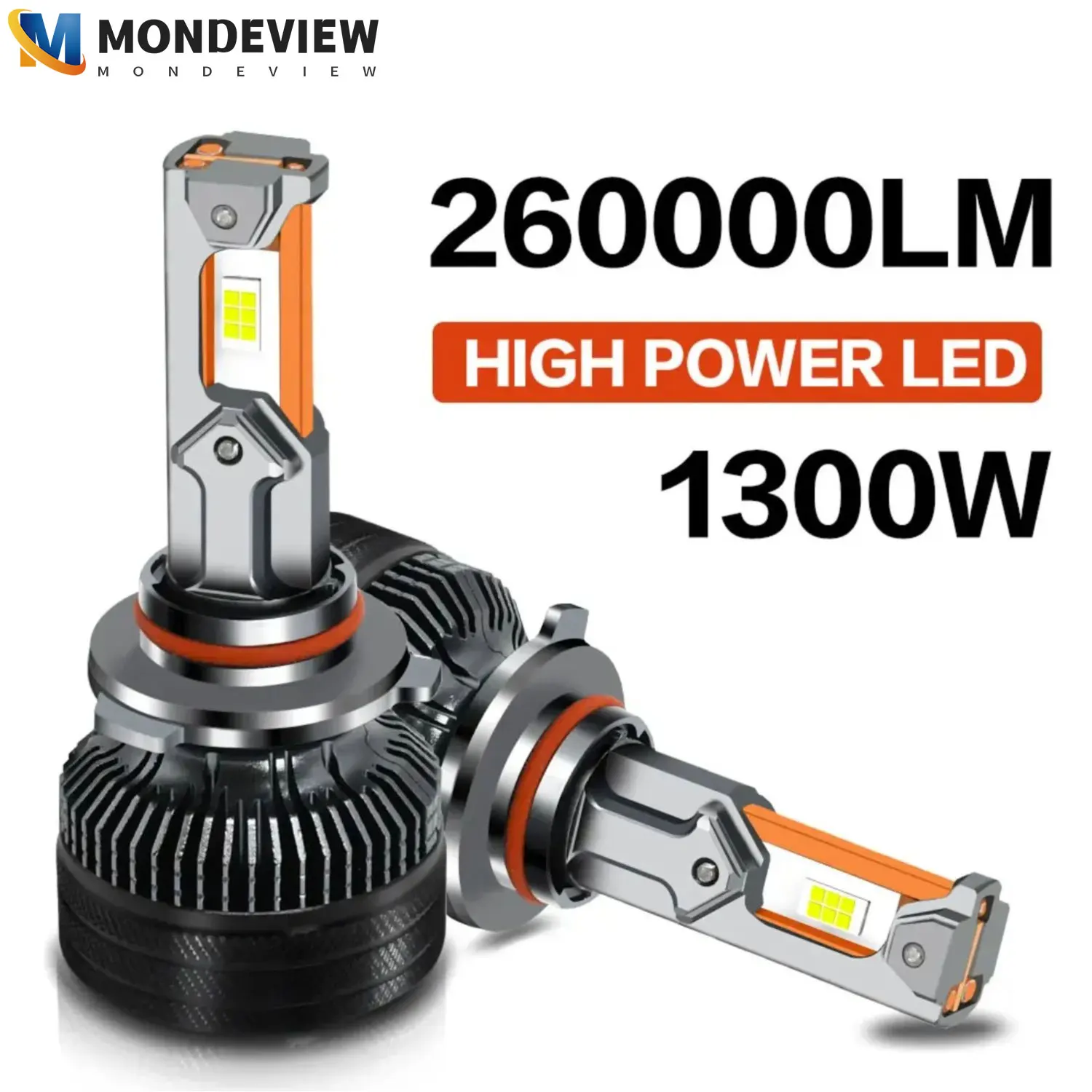 MONDEVIEW A4 car headlight three copper tube 1300W high power 260000L high brightness 9005 9006 H1 H4 H11 H7 LED driving light