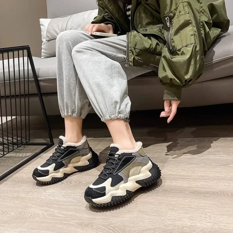 

Women's Winter Snow Boots Trending Height Boost Platform Warm Fleece Lined Casual Sport Shoes Chunky Dad Sneakers For Outdoor