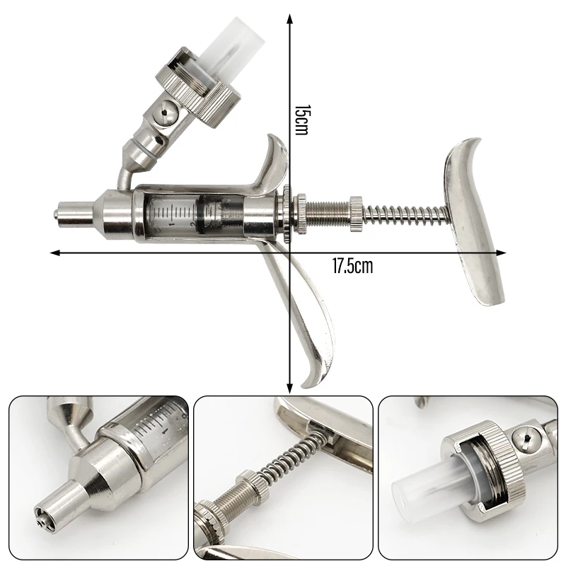 3ml Automatic Livestock Continuous Syringe Veterinary Equipment Stainless Steel Automatic Vaccination Gun for Cow Pig Sheep