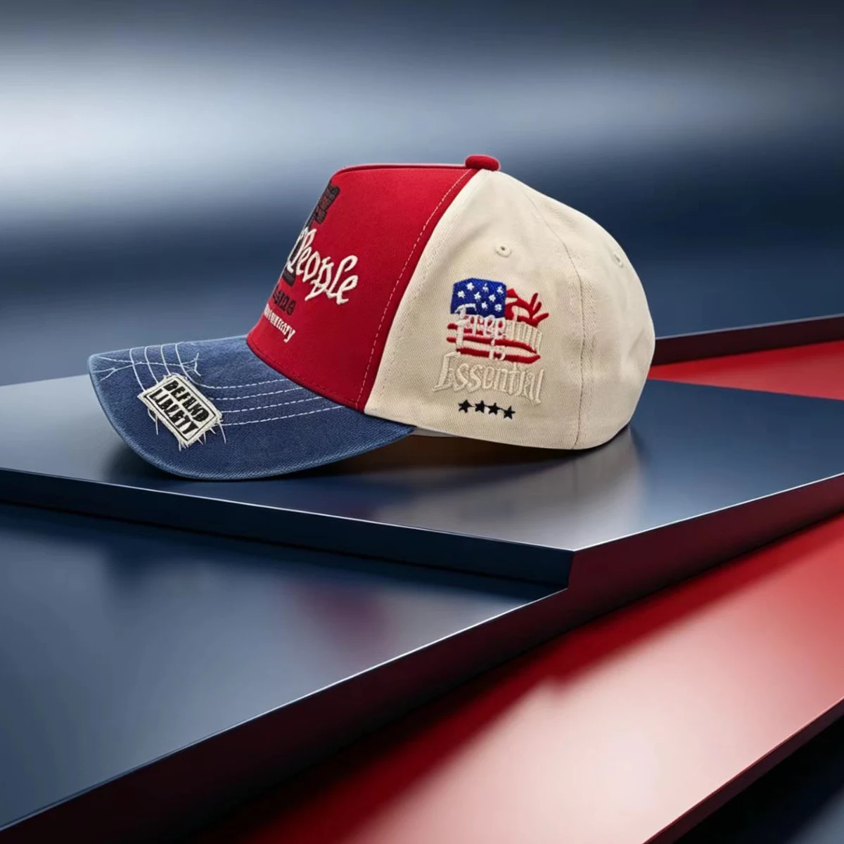 American Washed Baseball Cap 'We the People' Embroidery 1776-2026 Commemorative Soft Peak Sunshade Duckbill Cap