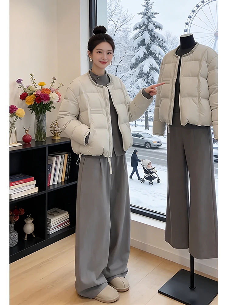 

Модная утепленная хлопковая куртка с круглым вырезом для женщин, зимняя, очень милая, универсальная, в корейском стиле, свободного кроя.