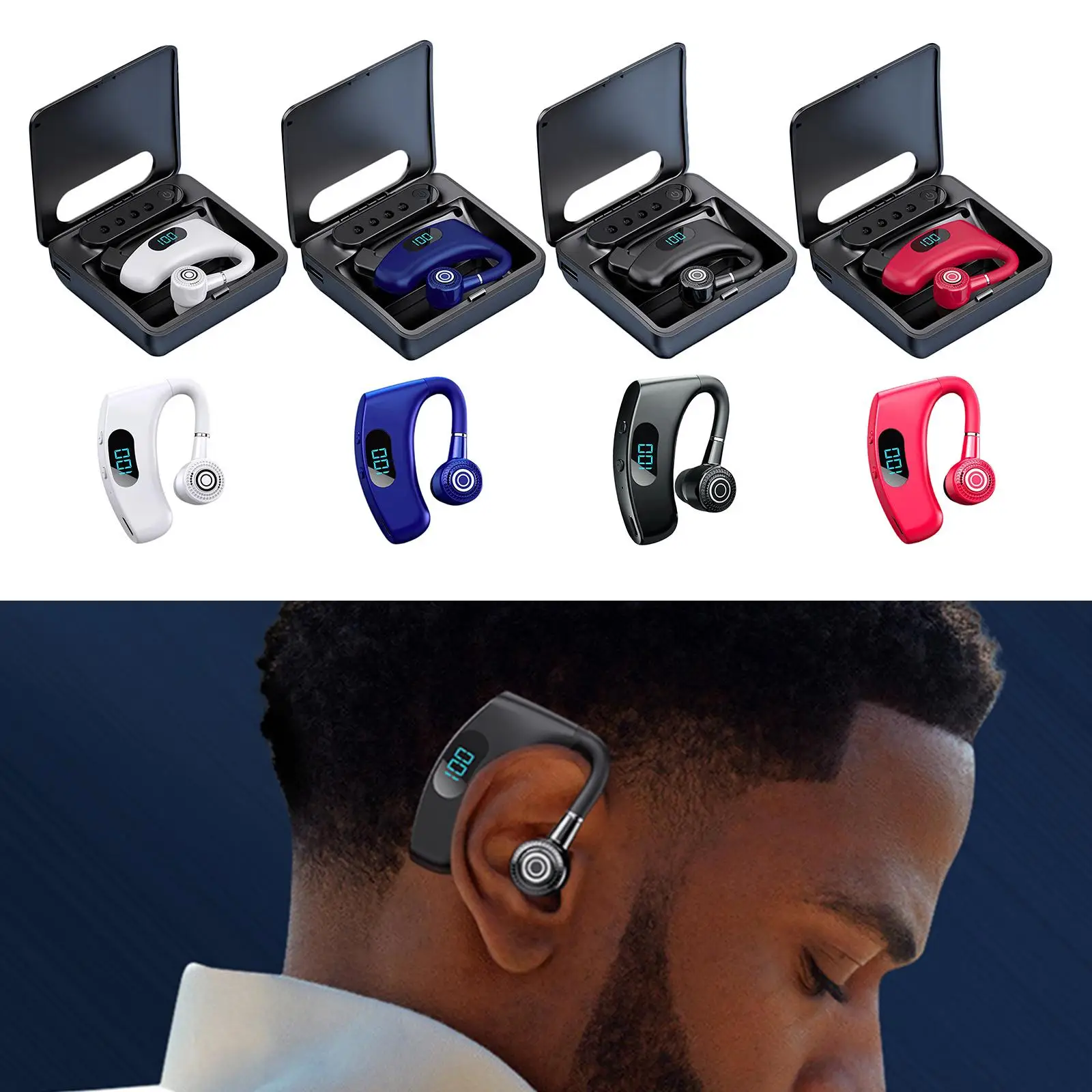 Headset 5.2, earphone bisnis dengan mikrofon, Earpiece Audio ketepatan tinggi, kompatibel dengan