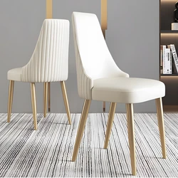 White Metal Legs Dining Chairs Lounge Leather Hotel Mobile Dining Chairs Occasional Designer Silla Comedor Nordic Furniture