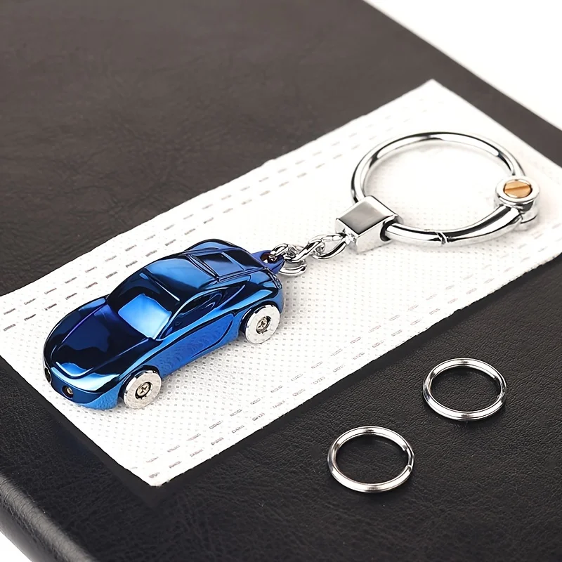 Fashion Car Model Keychain High-end Car Model with Small Led Light Key Chain Creative Keychain Pendant Key Ring Accessory Gifts