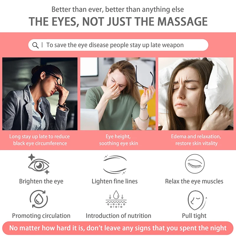 3D Red Light EMS Eye Massager Eyecare Glasses Dark Circles Puffiness Wrinkles Reduction Eye Fatigue Relaxing Beauty Care Device