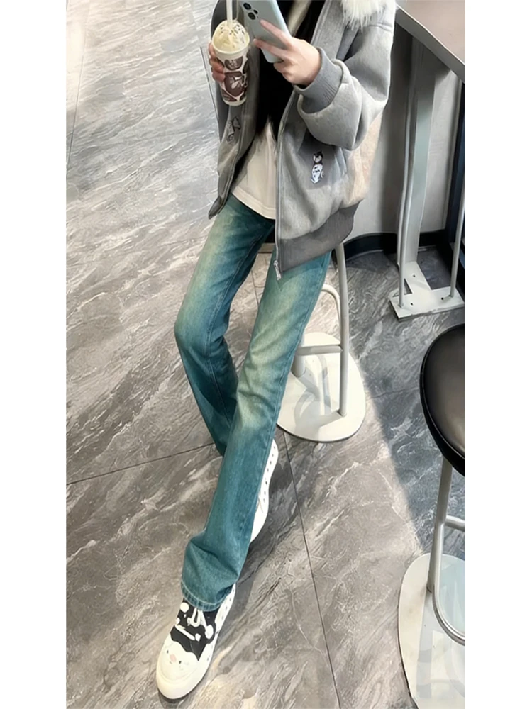 

Retro Blue Men's Slim Fit Jeans American Vibe Straight Leg Pants Youth Faion Cotton Polyester Blend Wear Resistant