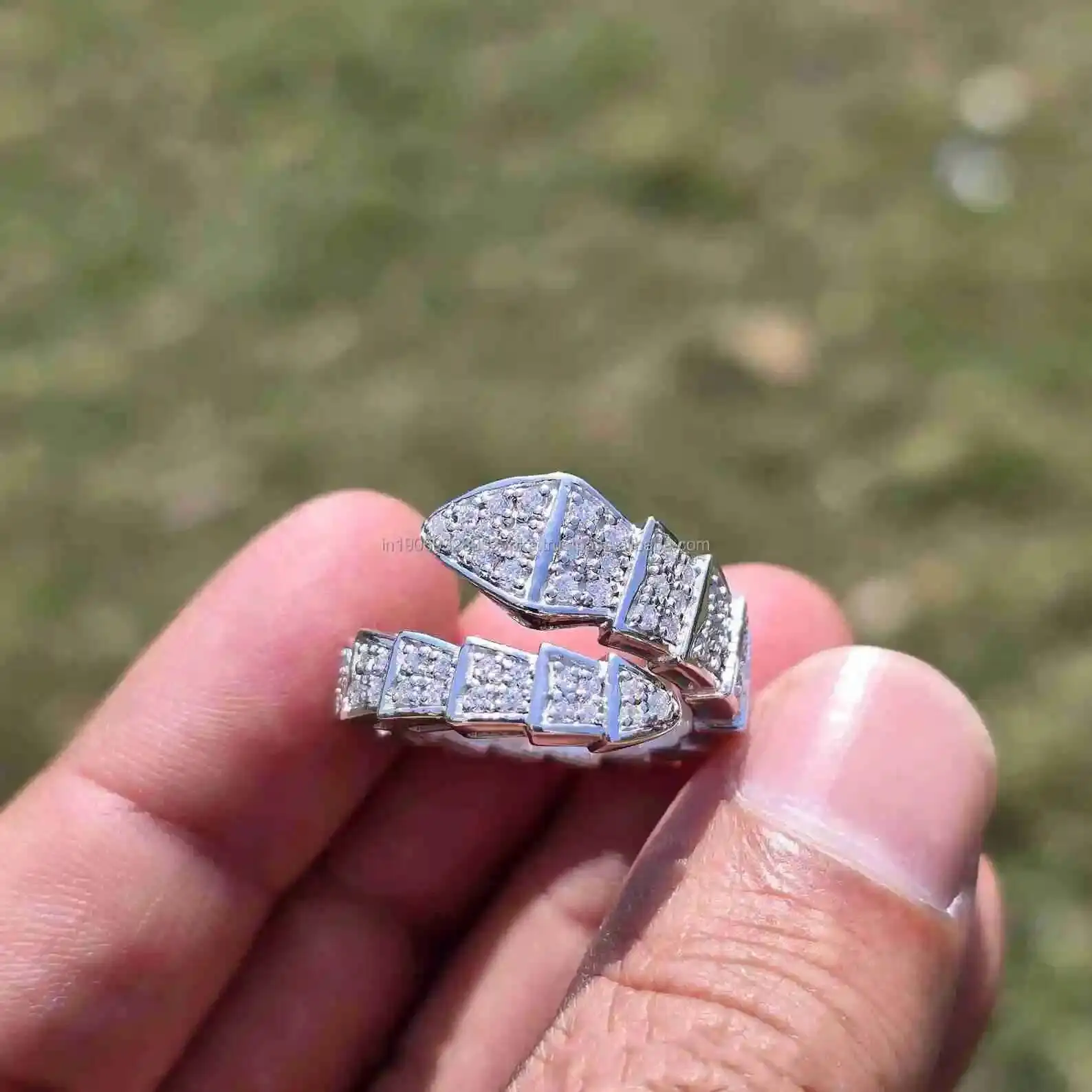 Round Cut Moissanite Diamond Cuban Link Ring 925 Sterling Silver Iced Out Style Bypass Ring Hip Hop Anniversary Gift for Husband