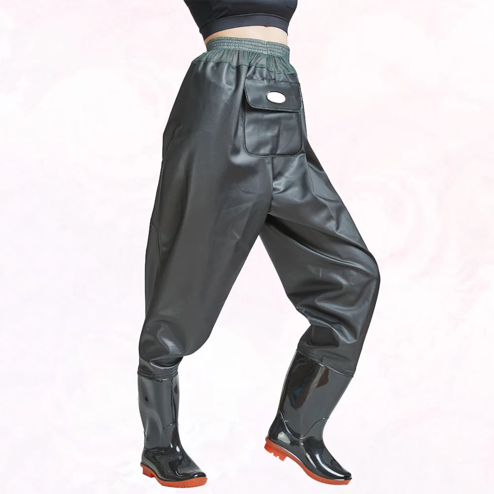 

Breathable Pants Half Body Fishing Pants Convenient Pants with Shoe for Outdoor Outside (Black and Green, 41 Yard)