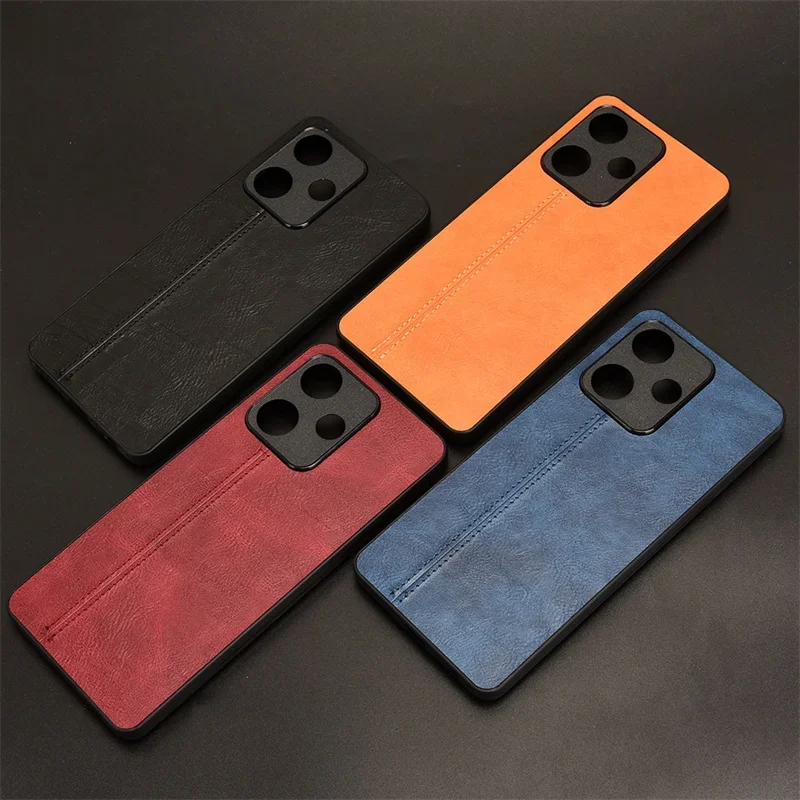 For Infinix Hot 30 4G X6831 Luxury Calfskin PU Suture Leather lines Back Cover ShockProof Case For Infinix Hot 30 4G Phone Case