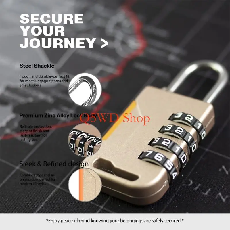 Q5WD 4 Digit Antitheft Password Padlock Combination Lock for School Lockers, Gym