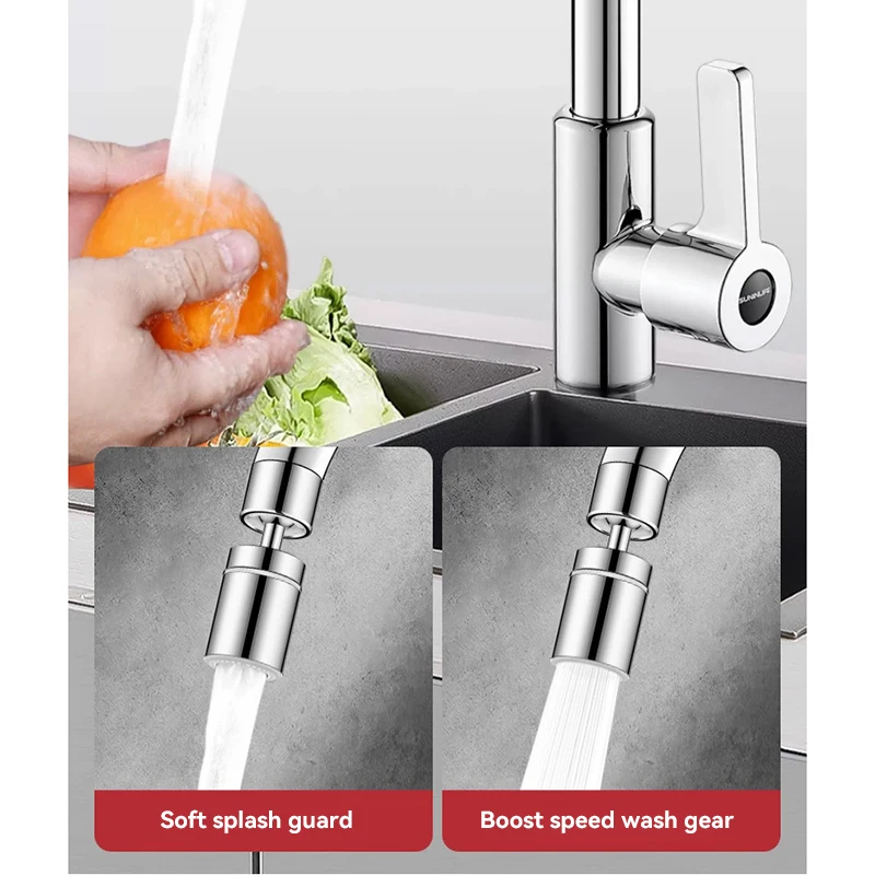 2 Mode Kitchen Faucet Spray Head Filter Adjustable 360° Rotary Splashback Tap Bubbler Filter Nozzle Booster Kitchen Tools