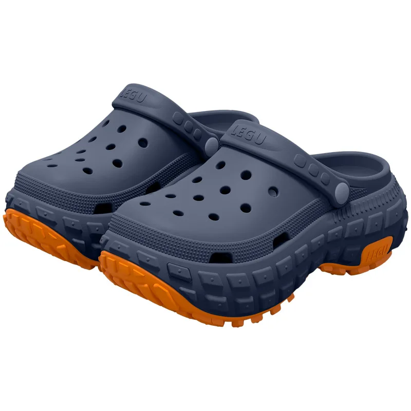 Thick soled perforated shoes for men's summer new trend slip resistant wear-resistant and odorless sandals for driving