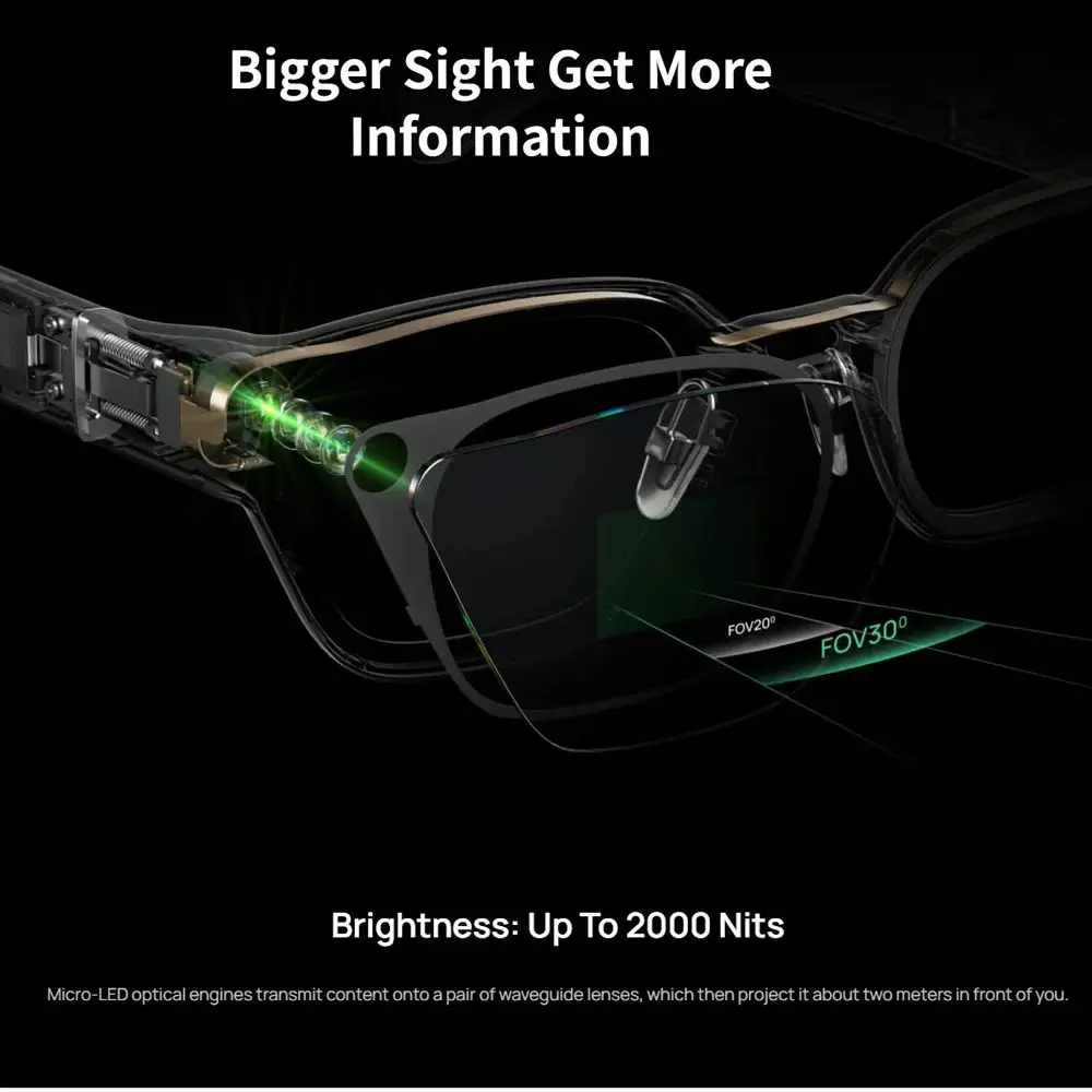 INMO Go Translation AR Smart Glasses Wireless AI Assistant Glasses Live Guide Music/Call / Teleprompter Travel Glasses