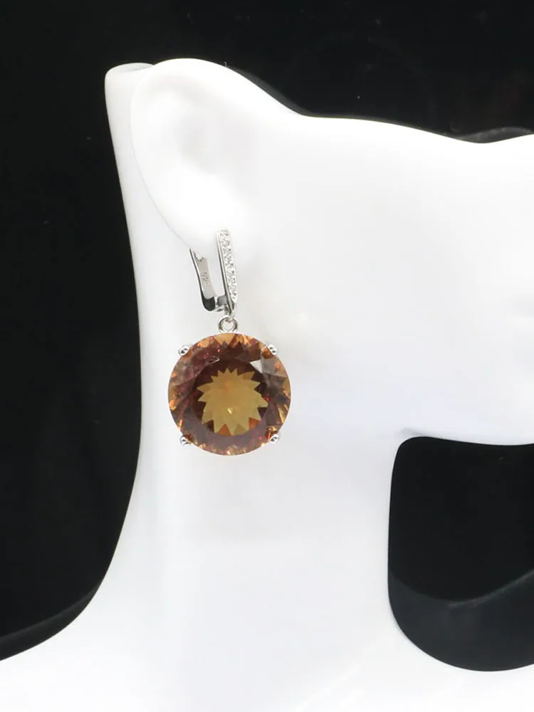Buy 5 Get 1 Free 35x20mm Big 16g Jewelry Set 20mm Color Changing Zultanite Alexandrite Topaz CZ Women Silver Pendant Earrings