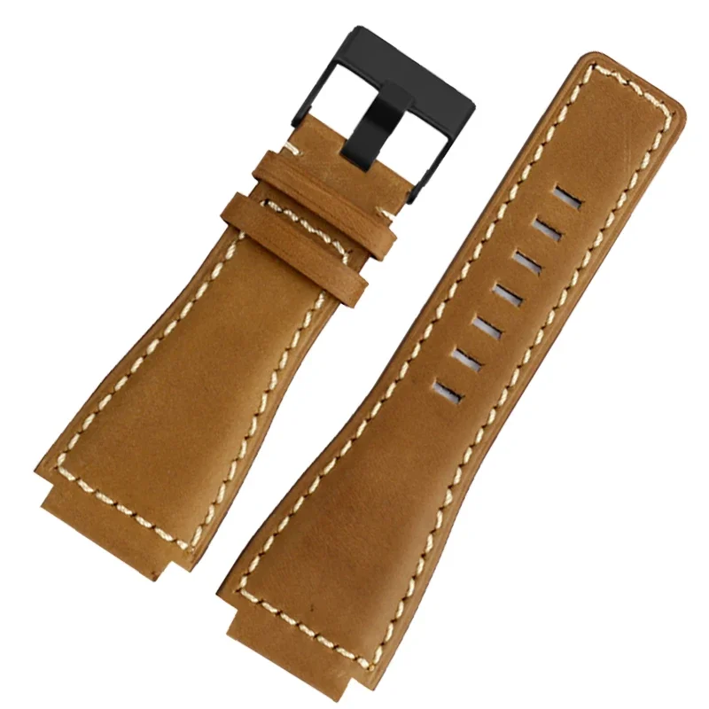 สําหรับ Bell & Ross สายนาฬิกา BR นาฬิกาผู้ชายเข็มขัด BR01 BR03 หนังสร้อยข้อมือ Bell Ross 35X24 มม. นูนอินเทอร์เฟซสําหรับชาย