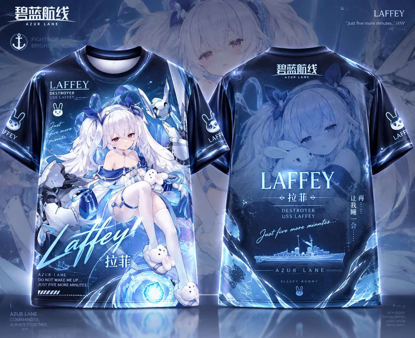 Unisex Azur Lane Anime Full‑Print Polyester T‑Shirt Aegir Belfast Laffey Bismarck Iron Blood Royal Navy Eagle Union Cosplay Tee