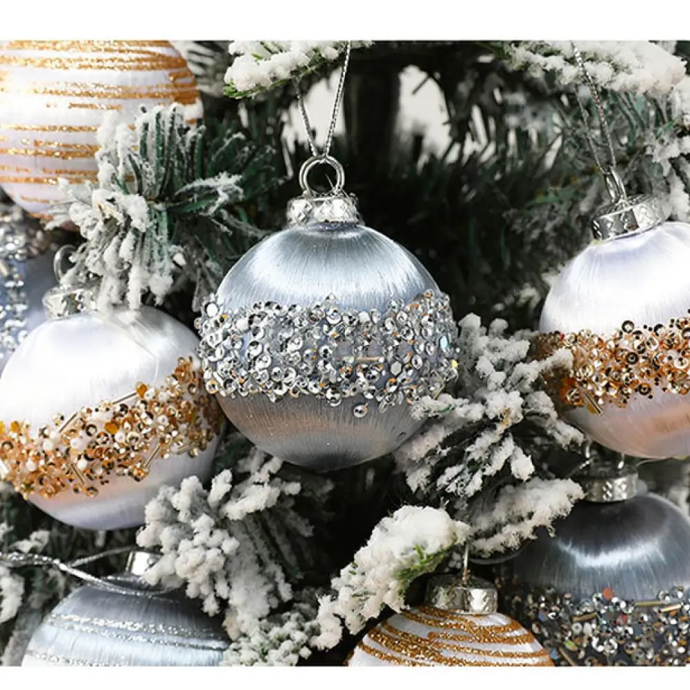 Decorative Christmas Tree Spheres Woven Thread Baubles Hanging Ornaments For Festive Holiday Party Atmosphere