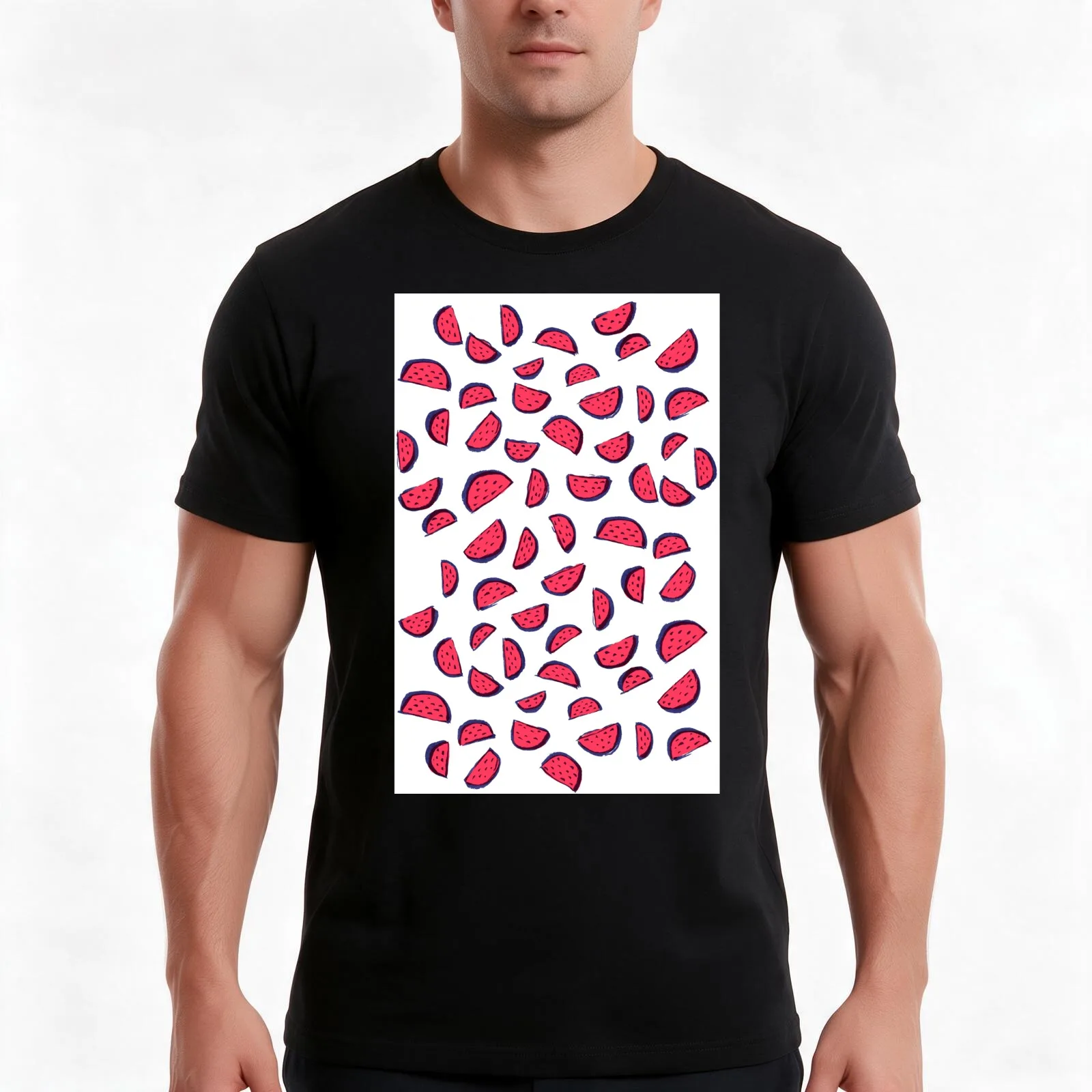 Sandía T-Shirt, Summer Casual Cotton Tee, Oversized Streetwear Tops, Vintage Graphic Print, Loose Fit Short Sleeve, 100% Cotton