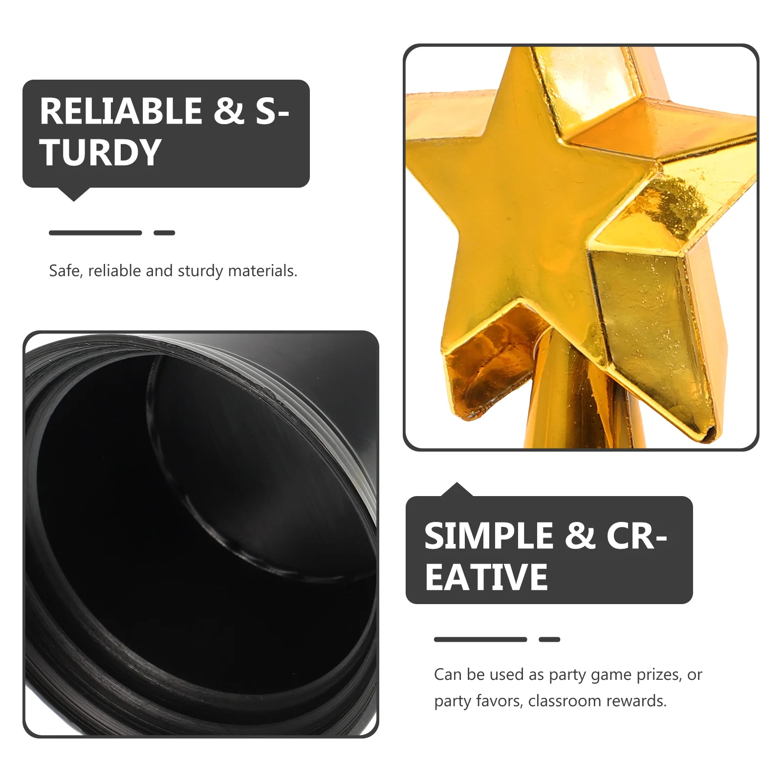 

6pcs Plastic Award Trophy Star Design Party Favors Classroom Ceremony Spelling Banquet Celebration Gift