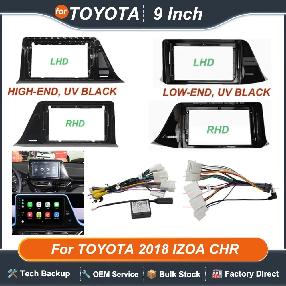 For TOYOTA 2018 IZOA CHR 9INCH Car DVD Radio Android Stereo Audio Screen Multimedia Video Player Navigation Cables Harness Frame