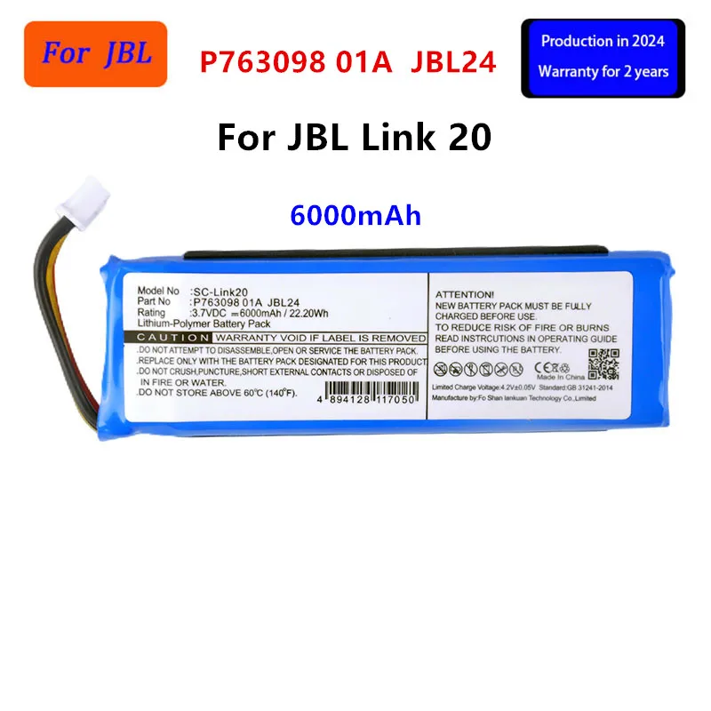 

Original P763098 01A JBL24 6000mAh For JBL Link20/ Link 20 Bluetooth Wireless Speaker Replacement Battery .