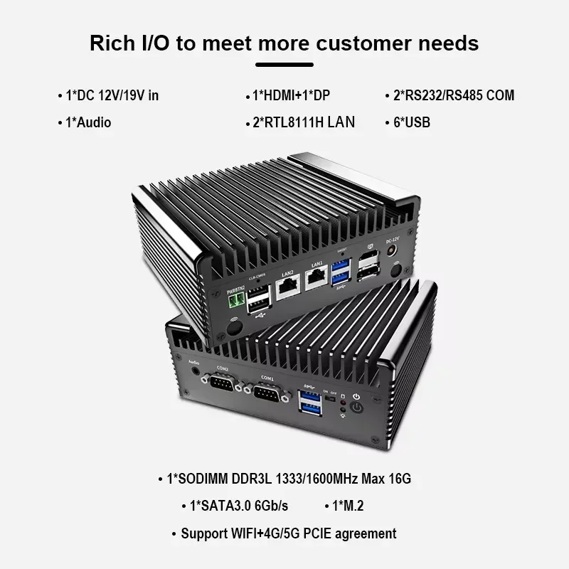 2026 New, High Quality, Industrial Embedded Mini PC with 6th 7th 8th Gen CPU Dual LAN 6 USB Dual Display for ATM Edge