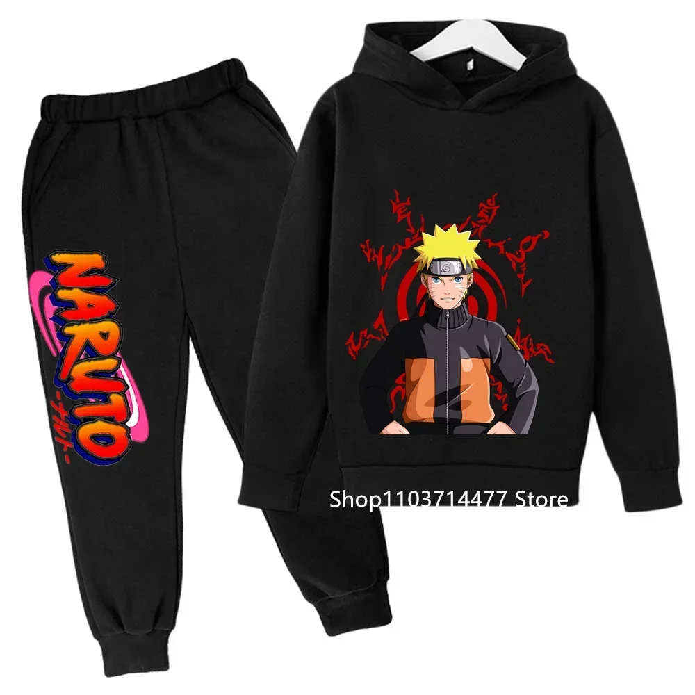 

Fashion Japanese Anime Naruto Hoodie Set Kids Clothes Boys Girls Clothing Children's Sports suit Autumn Hoodie Pants 2-piece set