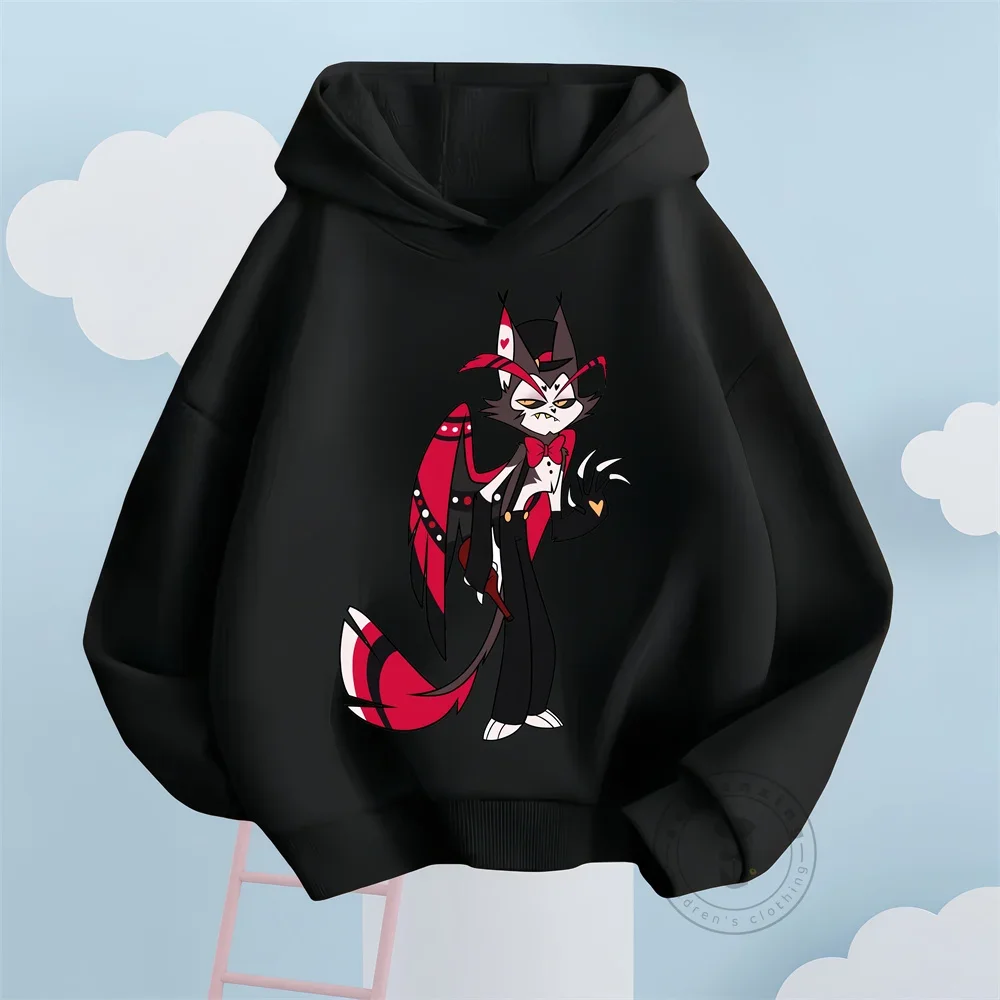 New Boys Girls Hazbin Hotel Streetwear Hoodies Children Autumn Spring Long Sleeve Hoodies Kids Hoodie Cute CartoonPrint Clothing