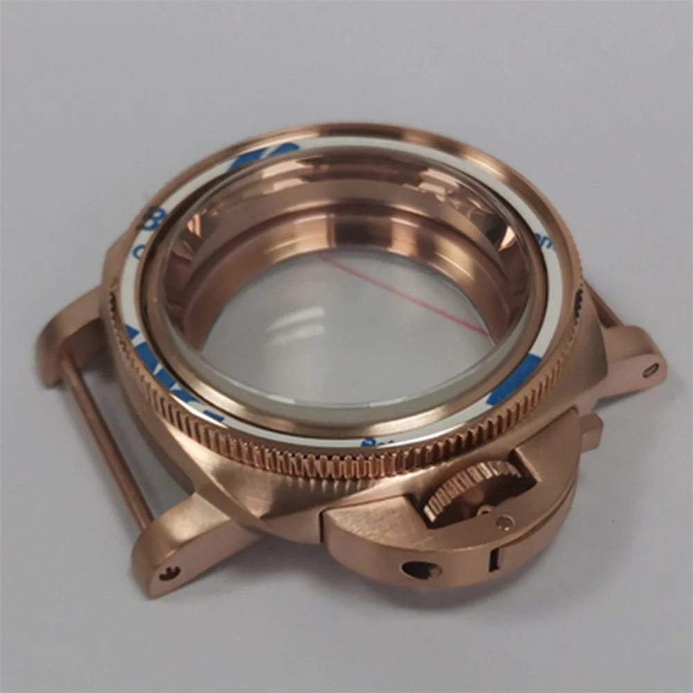 PVD Rose Gold Case 42MM Stainless Steel Watch Case for NH35 NH36 Movement With Rose Gold Inner Shadow Chapter Ring Accessories