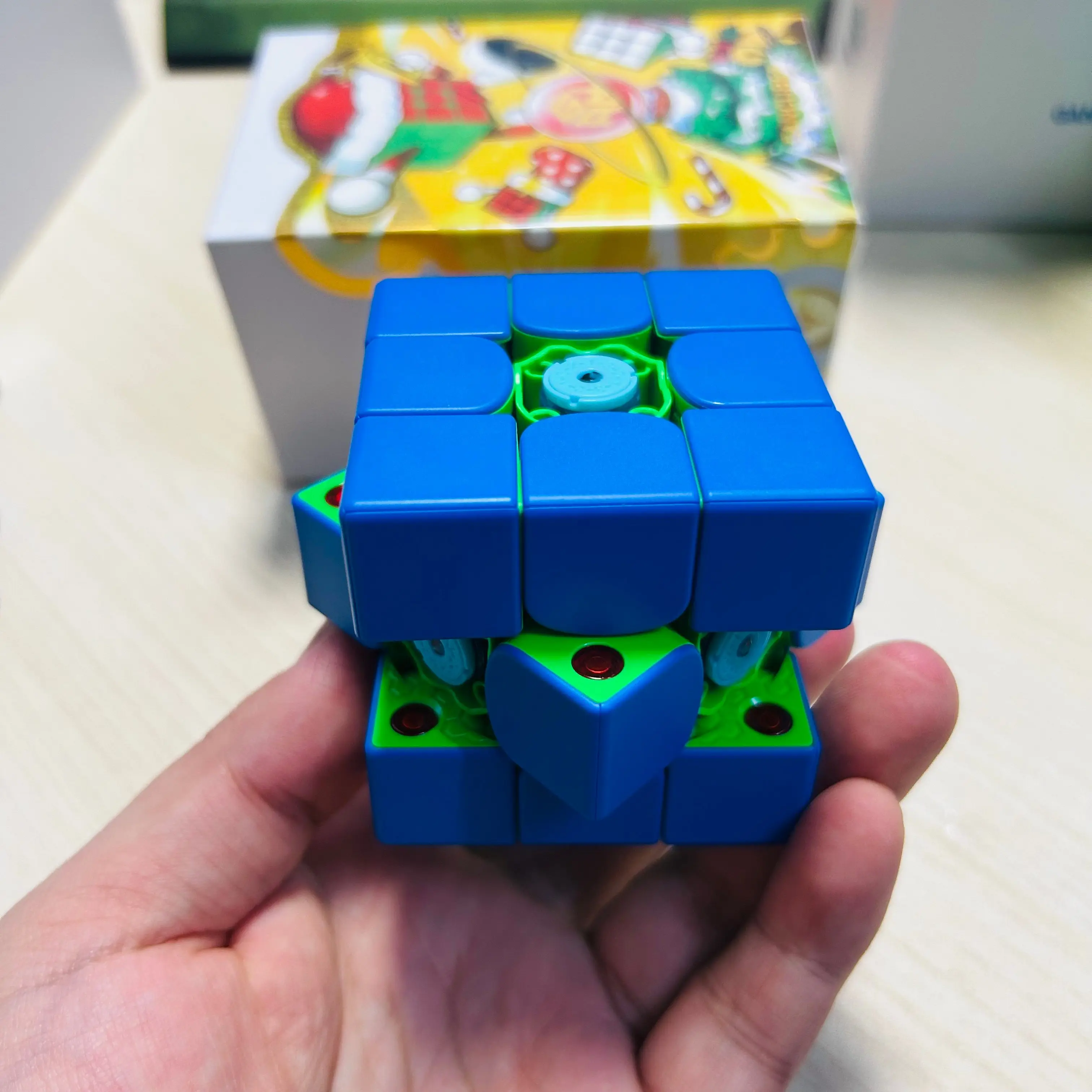 DIY GAN 356ME 2025 Christmas Edition Blue 3x3 Magnetic Magic Speed Cube Stickerless Professional Kids Toys For Gifts