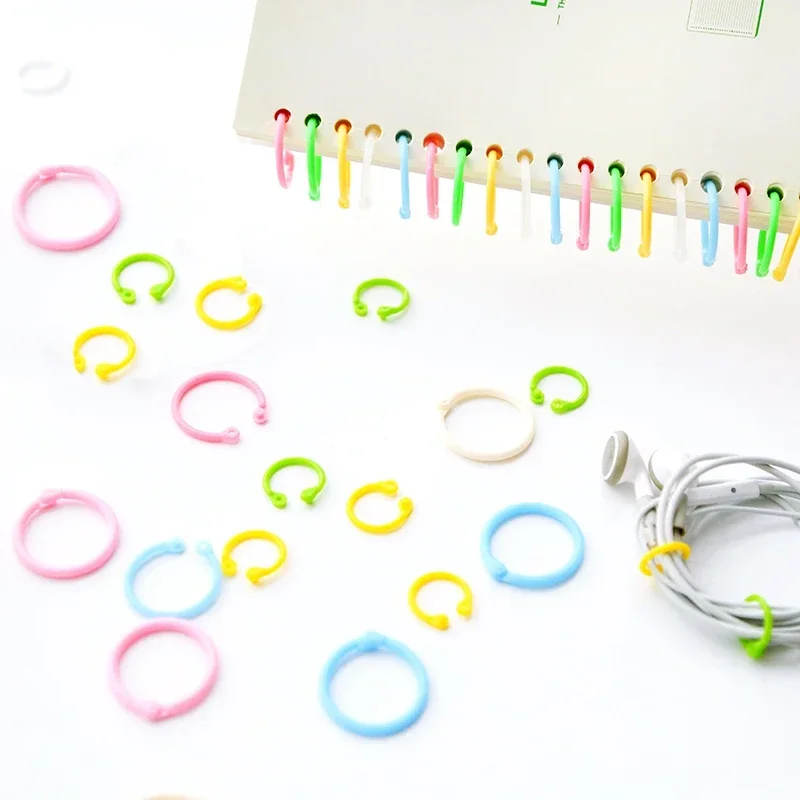 12 clip per anelli circolari in plastica, album fai da te, raccoglitori per libri a fogli mobili, cerchi, accessori per rilegatura, portachiavi, materiale scolastico per ufficio