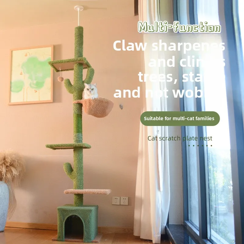 

Cactus cat climbing frame integrated cat nest and tree Christmas design scratching post customizable cat toys