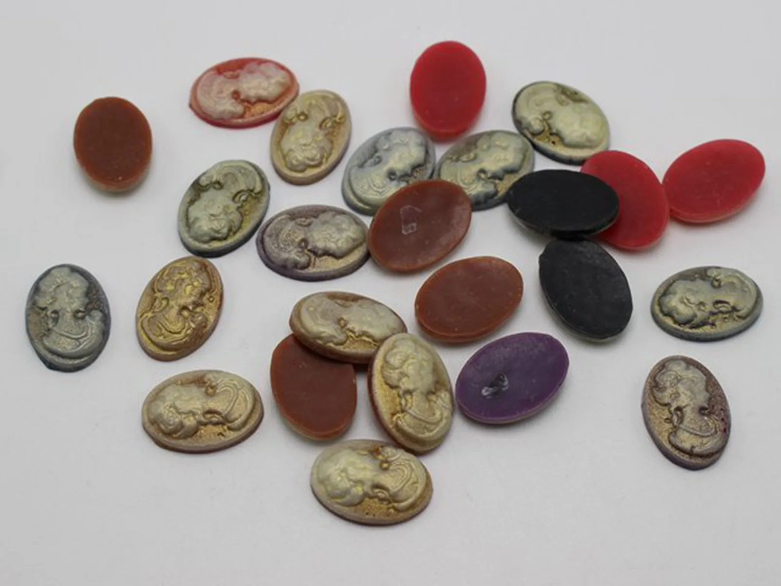 50 Mixed Color Beautiful Lady Woman Oval Flatback Resin Cameo Cabochon 13X18mm