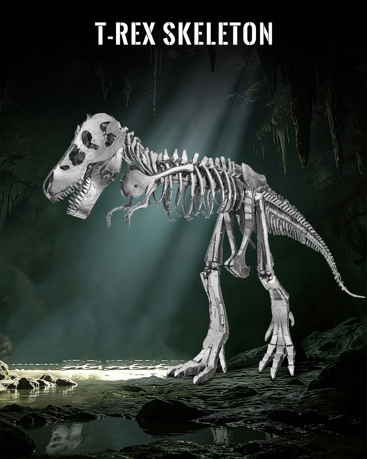 T-Rex Skeleton 3D Metal Dinosaur Model Kit full view
