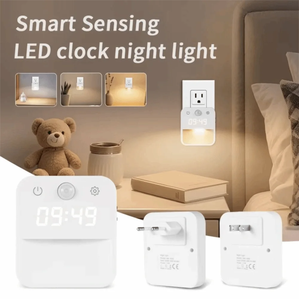 Infinite Dimming Human Body Induction Clock Clock Display Warm White Motion Sensor Clock Dusk to Dawn Sensor