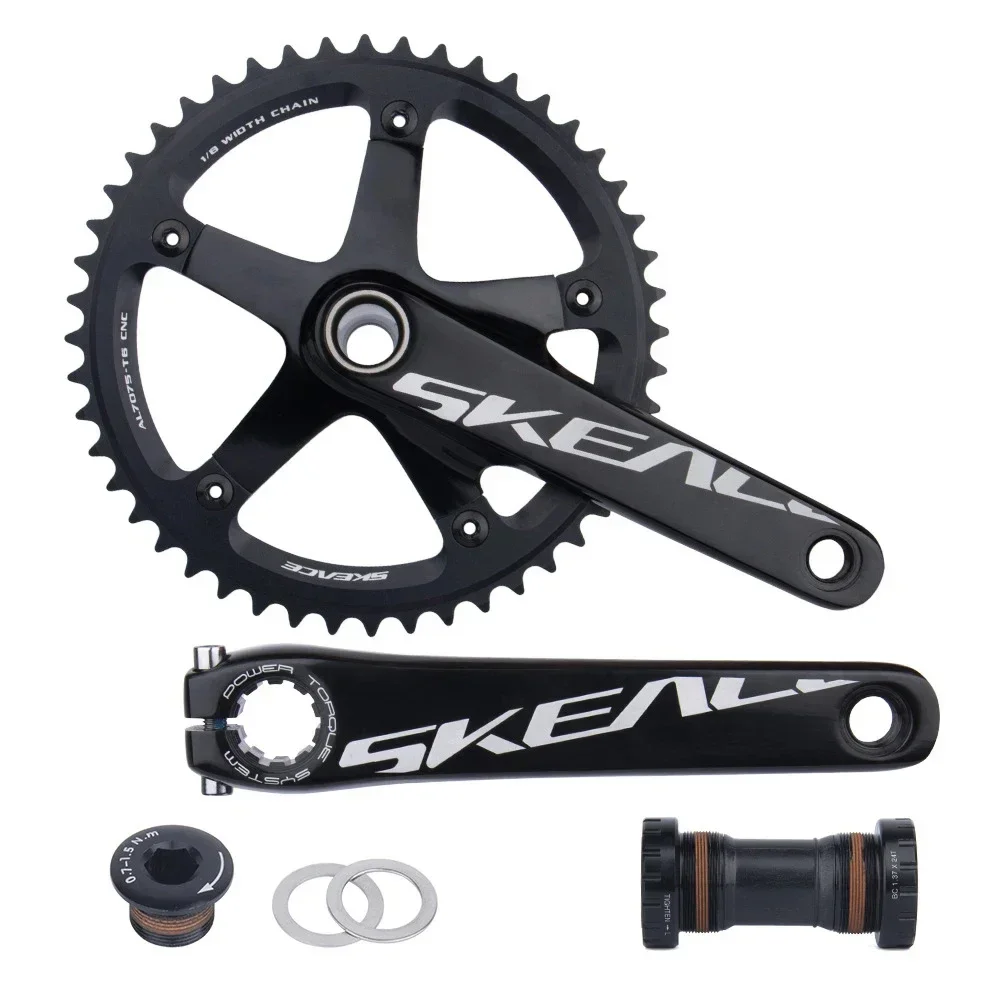 SKEACE Single Speed round hole Racing Track Bike Cranking 48T/49T 144BCD 165mm Fixed Gear Crankset  chainwheel including BB