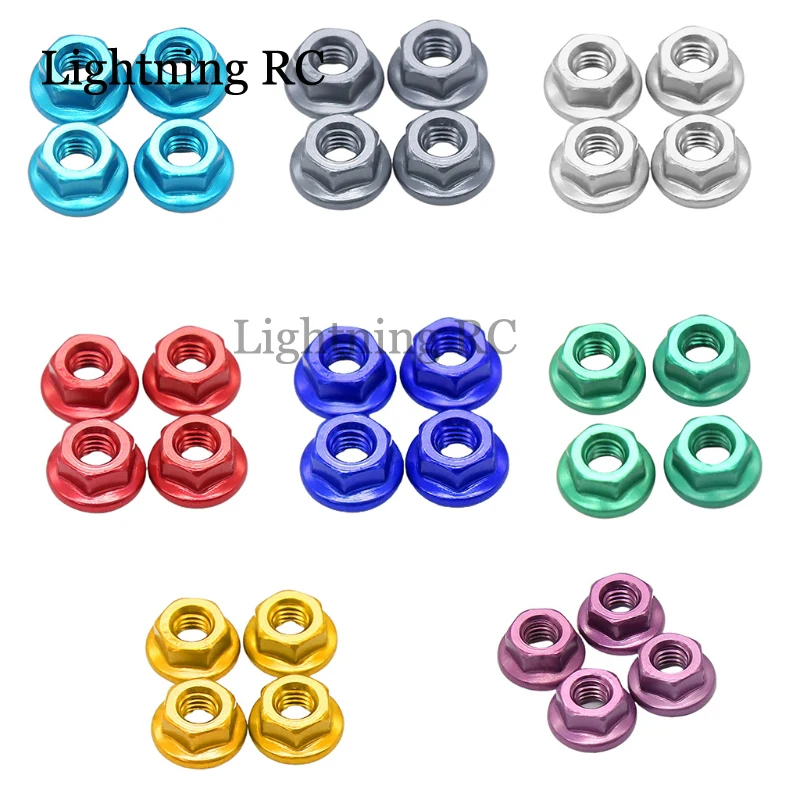 

4Pcs/Set Commonly Used M4 Wheel Lock Nuts Compatible with 1/10 RC Car Vehicle Fastener Nuts Tire Repair Tools