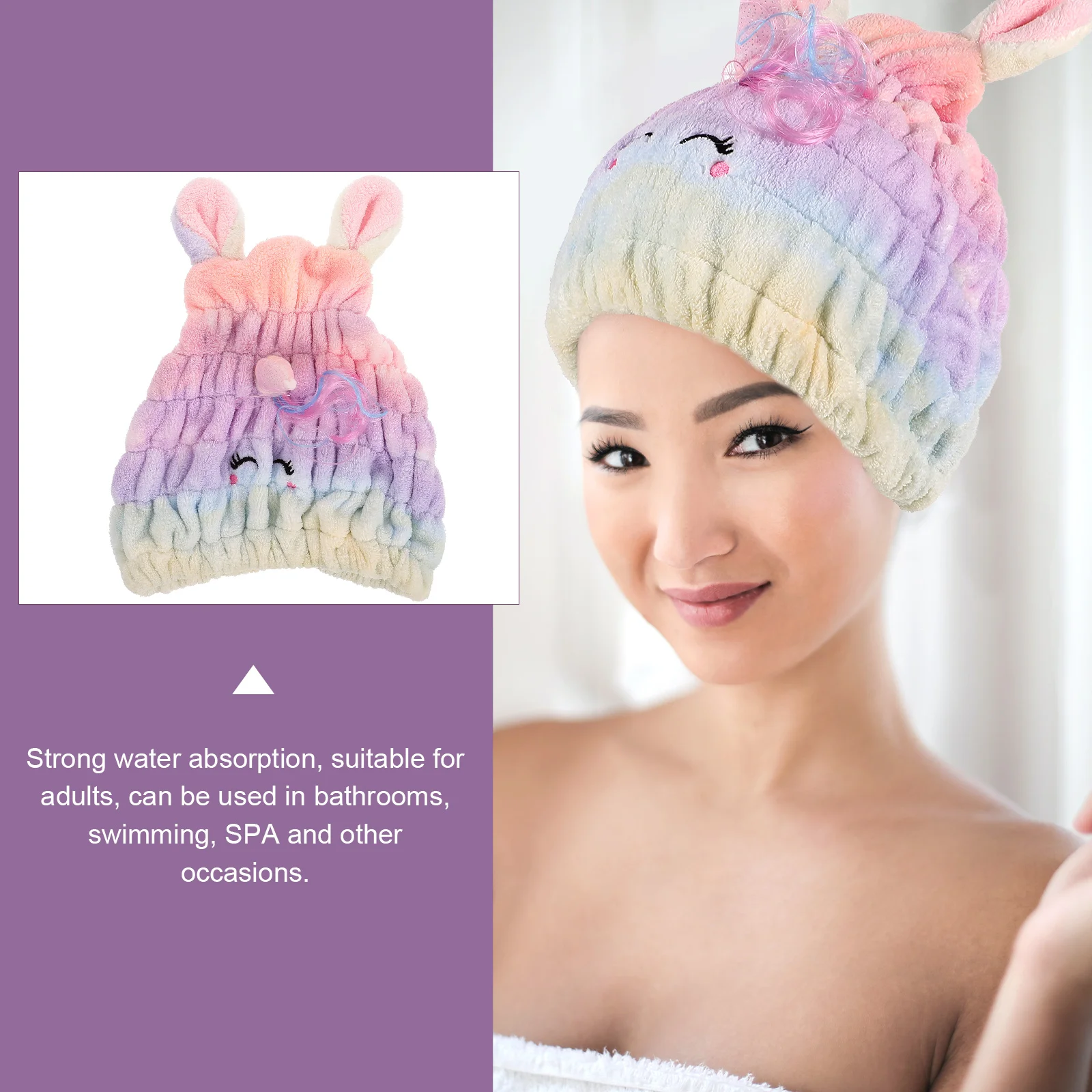 

Coral Fleece Shower Caps For Women Reusable Drying Cap Cartoon Bath Hat Soft Absorbent Towel Wrap Reusable Shower Caps Hair