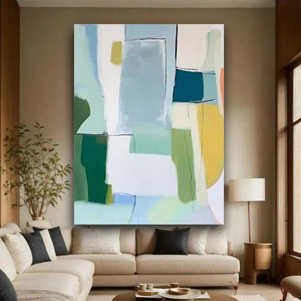 

Hand-Painted Beautiful Oil Painting Abstract Lines Painted Canvas Pictures Art Murals Bright Walls Artist Home Living Room Decor