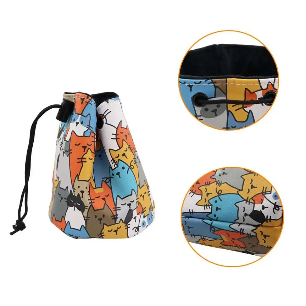 Graffiti-Welpen-Golfball-Aufbewahrungstasche, PU-Leder, niedlich, praktisch, für Golfball, Kordelzug, große Kapazität, Cartoon