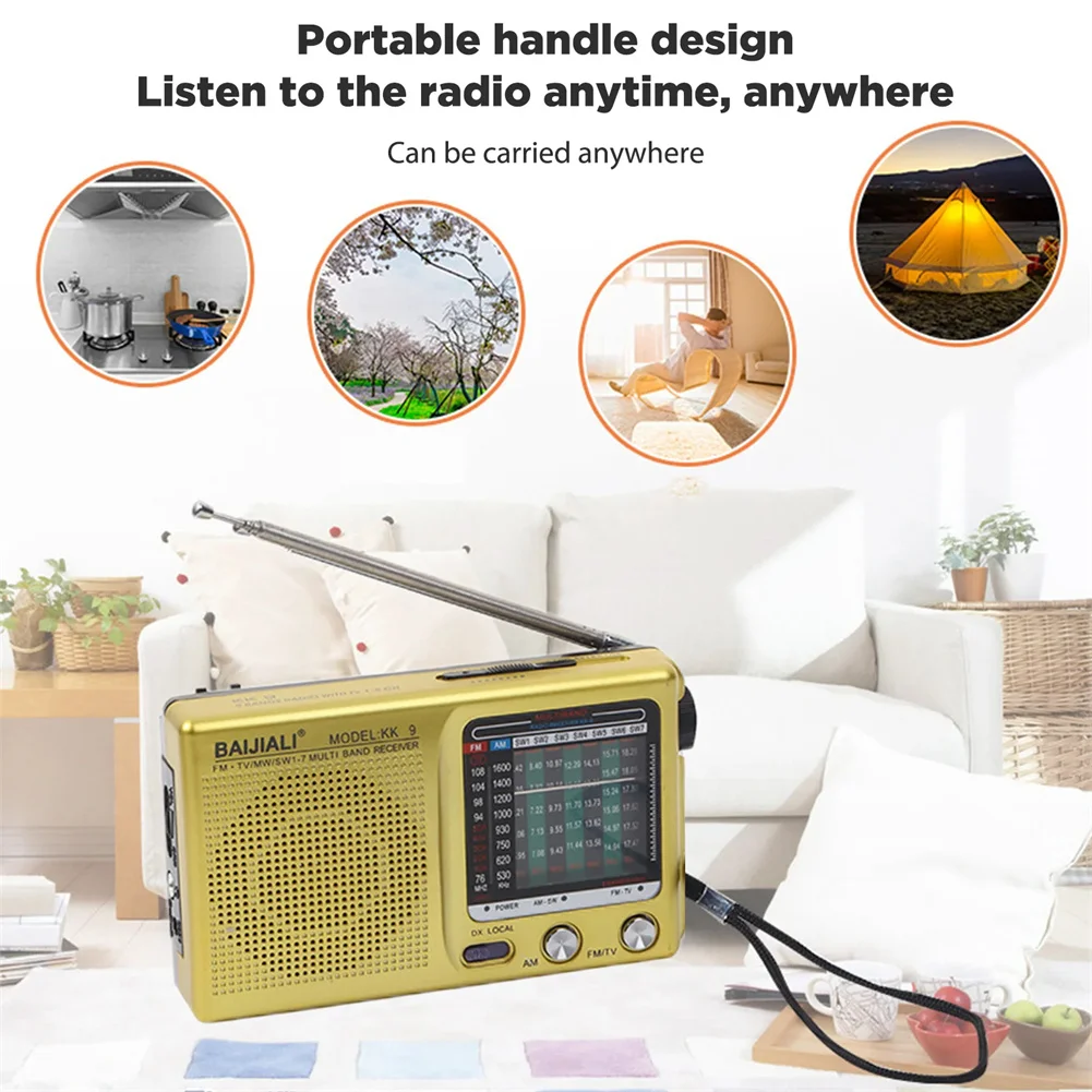 KK9 SW AM FM Weather Radio Portable Pocket Radio Bluetooth Rechargeable Mini Radio Receiver For Emergency Hurricane Walking